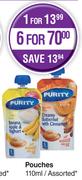 Purity Banana, Apple & Yoghurt Pouches Assorted-110ml