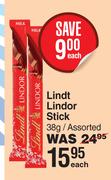 Lindt Lindor Stick Assorted-38g Each