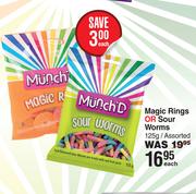 Munch'D Magic Rings Or Sour Worms Assorted-125g Each