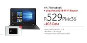HP i7 Notebook-On 4GB Data + Vodafone R218 WiFi Router