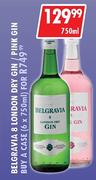 Belgravia 8 London Dry Gin/Pink Gin-750ml Each