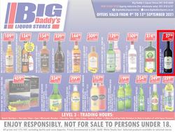 Big Daddy Liquor Stores : Specials (09 September - 15 September 2021), page 1