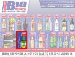 Big Daddy Liquor Stores : Specials (09 September - 15 September 2021), page 1