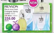 Revlon Fire & Ice Cool Cologne Spray Ladies 50ml Or men 100ml Each