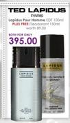 Ted Lapidus Pour Homme EDT 100ml Plus Free Deodorant 150ml