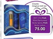 Charlie Original Gift Set Of EDT 17ml Plus 90ml Perfumed Body Spray Plus Body Lotion