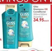 Gliss Shampoo Or Conditioner Assorted-200ml/250ml Each