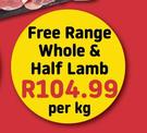 Free Range Whole & Half Lamb-Per Kg