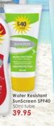 Water Resistant Sun Screen SPF 40 Tube-50ml