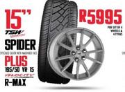 TSH 15" Spider Wheels And 195/50 vr 15 Velocity R-max Tyres-Per Set Of 4 Wheels & 4 Tyres