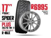 TSH 17" Spider Wheels And 205/40 WR 17 Velocity R-Max Tyres-Per Set Of 4 Wheels & 4 Tyres