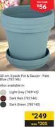 Garden Master 30cm 3 Pack Pot & Saucer Pale Blue 783146