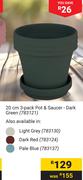 Garden Master 20cm 3 Pack Pot & Saucer Dark Green 783121