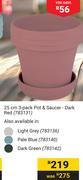 Garden Master 23cm 3 Pack Pot & Saucer Dark Red 783131