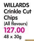 Willards Crinkle Cut Chips(All Flavours)-48 x 30gm