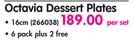 Continental 16cm Octavia Dessert Plates-Per Set