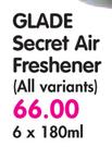 Glade Secret Air Freshener(All Variants)-6x180ml