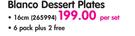 Continental 16cm Blanco Dessert Plates-Per Set