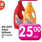 Sta-Soft Fabric Softener(All Variants)-2L Each