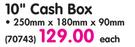 Aro 10" Cash Box-250mmx180mmx90mm Each