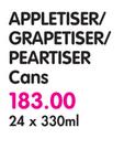 Appletiser Grapetiser/Peartiser Cans-24x330ml