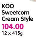 Koo Sweetcorn Cream Style-12x415g