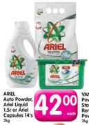 Ariel Auto Powder, Ariel Liquid 1.5L Or Ariel Capsules 14's-2kg Each