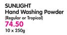 Sunlight Hand Washing Powder(Regular or Tropical)-10 x 250gm