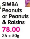 Simba Peanuts Or Peanuts & Raisins-36x50g