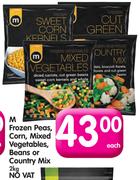 M Frozen Peas, Corn, Mixed Vegetables, Beans Or Country Mix -2kg Each