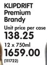 Klipdrift Premium Brandy-12x750ML
