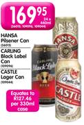 Hansa Pilsener Can/Carling Black Label Can/Castle Lager Can-24x440ml