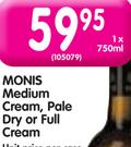 Monis Medium Cream, Pale Dry Or Full Cream-750ML