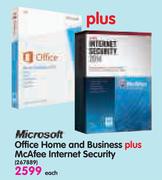 Microsoft Office Home and Business plus McAfee Internet Security
