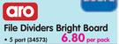 Aro File Dividers Bright Board-5 Part Per Pack