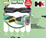HX Assorted 6.5 Inch Hoverboards With LED Wheels EL-ES11BLK Or EL-ES11IRIS-Each