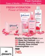 Johnson's Micellar Cleansing Wipes 25 Pack Or Water Gel Cleanser 150ml-Each