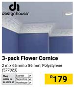 Designhouse 3-Pack Flower Cornice 2m x 65mm x 86mm (Polystyrene)