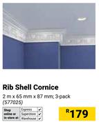 3-Pack Rib Shell Cornice 2m x 65mm x 87mm