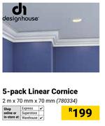 Designhouse 5-Pack Linear Cornice 2m x 70mm x 70mm