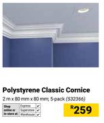5-Pack Polystyrene Classic Cornice 2m x 80mm x 80mm