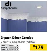 Designhouse 3-Pack Decor Cornice 2m x 110mm x 45mm