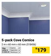 5-pack Cove Cornice 2m x 60mm x 60mm