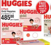 Huggies 2 Pack Gold Nappies 2 x Sizes 2-5-Per 2 Pack
