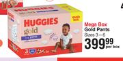 Huggies Mega Box Gold Pants Sizes 3-6-Per Box