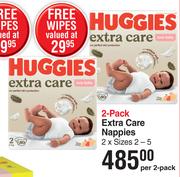 Huggies 2 Pack Extra Care Nappies 2 x Sizes 2-5-Per 2 Pack