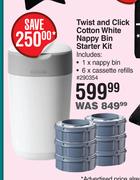 Tommee Tippee Twist & Click Cotton White Nappy Bin Starter Kit