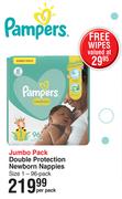 Pampers Jumbo Pack Double Protection Newborn Nappies Size 1-96 Pack-Per Pack