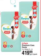 Pampers 2 Pack Premium Care Pants 2 x Sizes 3-6-Per 2 Pack