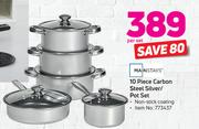 Mainstays 10-Piece Carbon Steel Silver/Pot Set-Per Set